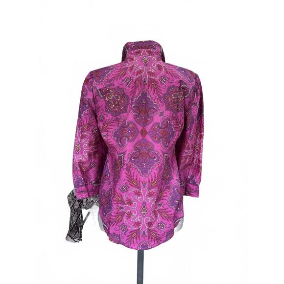 J.Crew Women's Purple Paisley Patterned Button-Up shirt size 6 - Picture 4 of 9